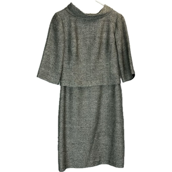 Talbots Petites Pure Silk Tweed Black White Dress Classic - Picture 1 of 13